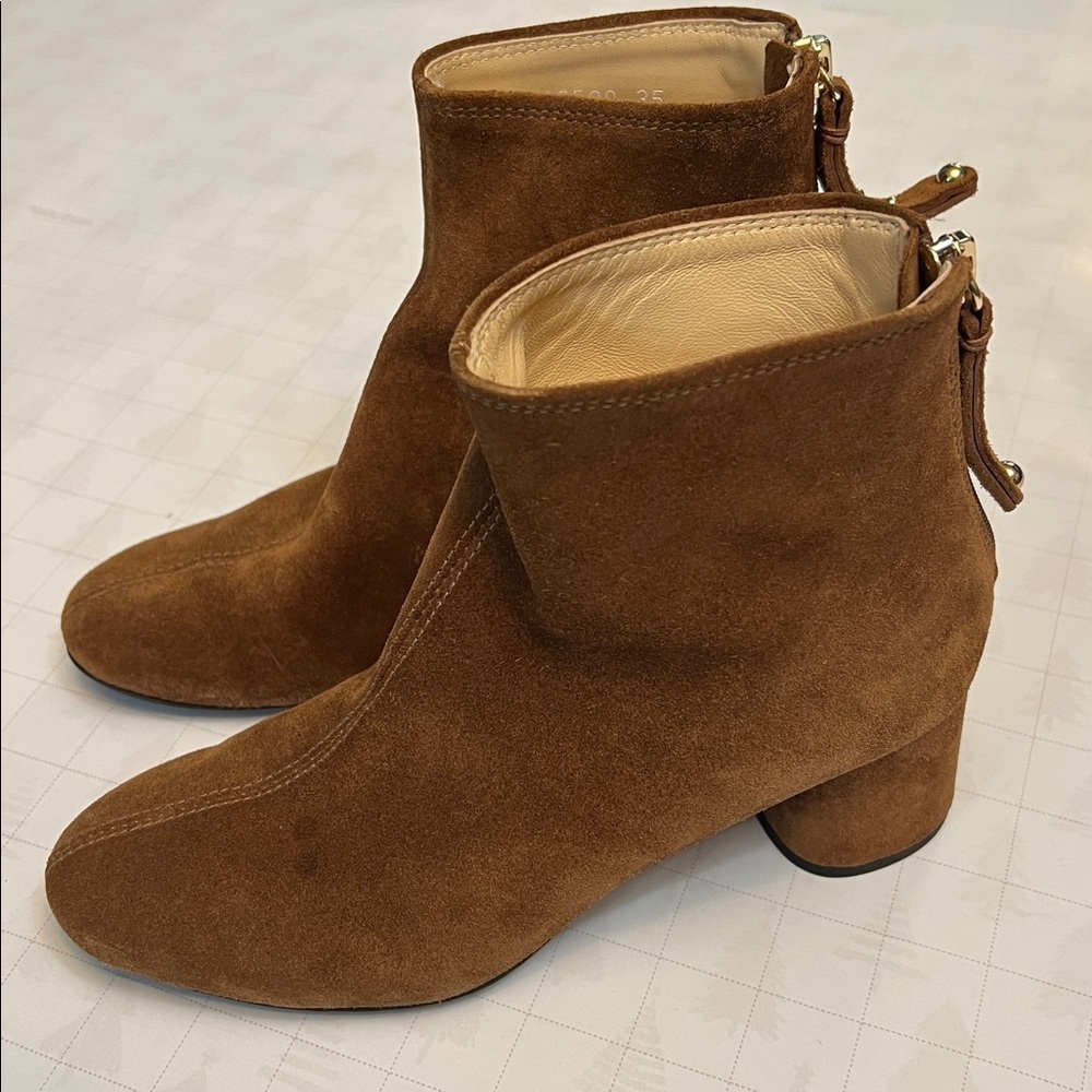 AGL ATTILIO GIUSTI LEOMBRUNI VETA SUEDE ANKLE BOOTS 35=5  COGNAC BROWN